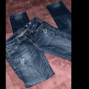 Miss Me w/ Rhinestone Cross Pockets